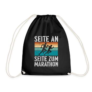 Läufer SEITE AN SEITE ZUM MARATHON Lustiges - Turnbeutel - Schwarz - Vorne