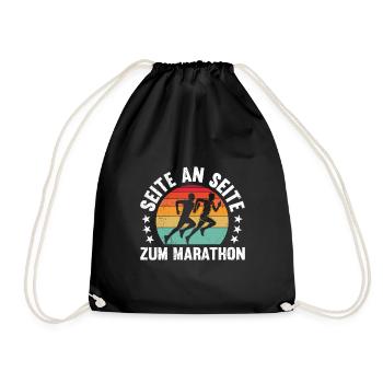 Läufer SEITE AN SEITE ZUM MARATHON Lustiges - Turnbeutel - Schwarz - Vorne