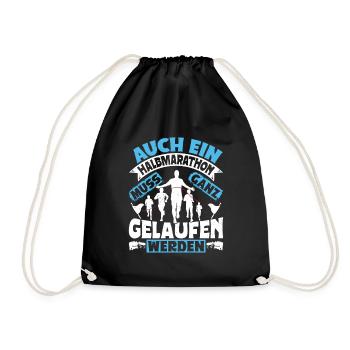 Läufer AUCH EIN HALBMARATHON MUSS GELAUFEN WERDEN - Turnbeutel - Schwarz - Vorne