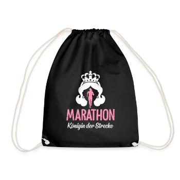 MARATHON KÖNIGIN DER STRECKE Läuferin Lustiges - Turnbeutel - Schwarz - Vorne