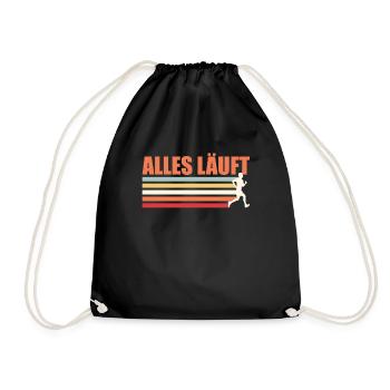 Läufer ALLES LÄUFT Laufen Marathon Lustiges - Turnbeutel - Schwarz - Vorne