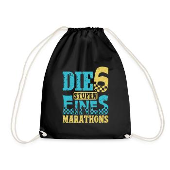 Läufer DIE 6 STUFEN EINES MARATHONS Laufen Lustig - Turnbeutel - Schwarz - Vorne