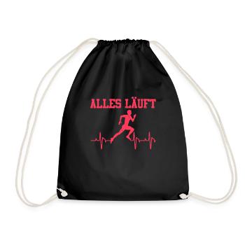 Läufer ALLES LÄUFT Laufen Marathon Lustiges - Turnbeutel - Schwarz - Vorne