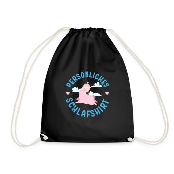 Alpaka PERSÖNLICHES SCHLAFSHIRT Lama Lustiges - Turnbeutel - Schwarz - Vorne
