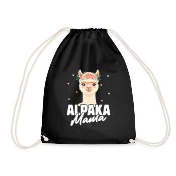 Mütter ALPAKA MAMA Lama Lustiges - Turnbeutel - Schwarz - Vorne