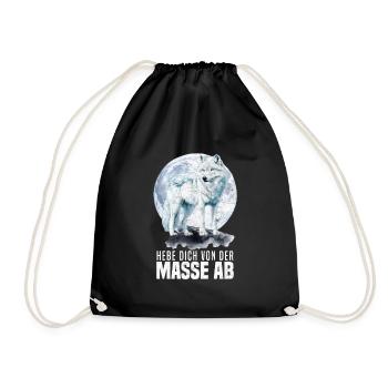 Alpha Wolf HEBE DICH VON DER MASSE AB Lustiges - Turnbeutel - Schwarz - Vorne