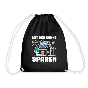 Solar Energie MIT DER SONNE SPAREN Lustiges - Turnbeutel - Schwarz - Vorne