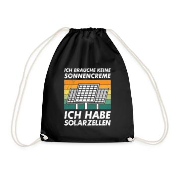 Solar BRAUCHE KEINE SONNENCREME HABE SOLARZELLEN - Turnbeutel - Schwarz - Vorne