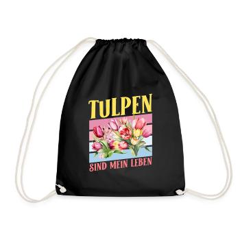 Gärtner TULPEN SIND MEIN LEBEN Garten Tulpe Lustig - Turnbeutel - Schwarz - Vorne