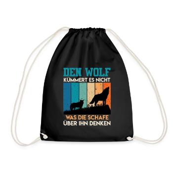 Wolf Spirit WOLF KÜMMERTS NICHT WAS SCHAFE DENKEN - Turnbeutel - Schwarz - Vorne