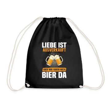 Malle LIEBE IST AUSVERKAUFT BIER IST NOCH DA - Turnbeutel - Schwarz - Vorne