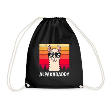 Väter ALPAKAPAPA Retro Lama Lustiges - Turnbeutel - Schwarz - Vorne