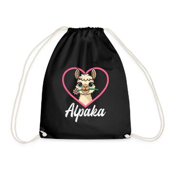 Alpaka Fan Lama Liebe ALPAKA Lustiges - Turnbeutel - Schwarz - Vorne