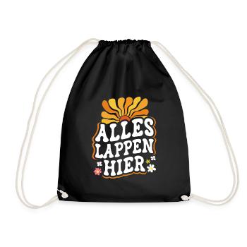 Malle ALLES LAPPEN HIER Retro Lustig - Turnbeutel - Schwarz - Vorne