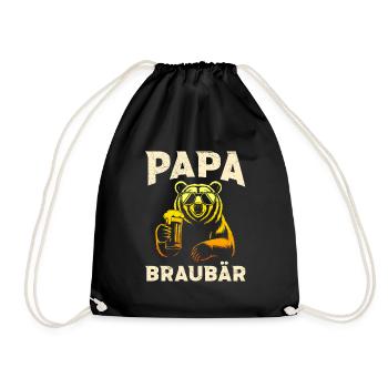 Bierfan PAPA BRAUBÄR Werdender Vater Lustig - Turnbeutel - Schwarz - Vorne