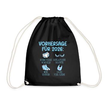 Werdende Mutter 2026 VORHERSAGE Lustiges - Turnbeutel - Schwarz - Vorne