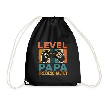 Bald Papa LEVEL PAPAFREIGESCHALTET LUSTIG - Turnbeutel - Schwarz - Vorne