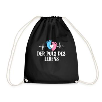 Werdende Mutter DER PULS DES LEBENS Lustig - Turnbeutel - Schwarz - Vorne
