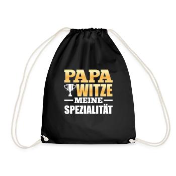 Zukünftiger Vater PAPA WITZE MEINE SPEZIALITÄT - Turnbeutel - Schwarz - Vorne