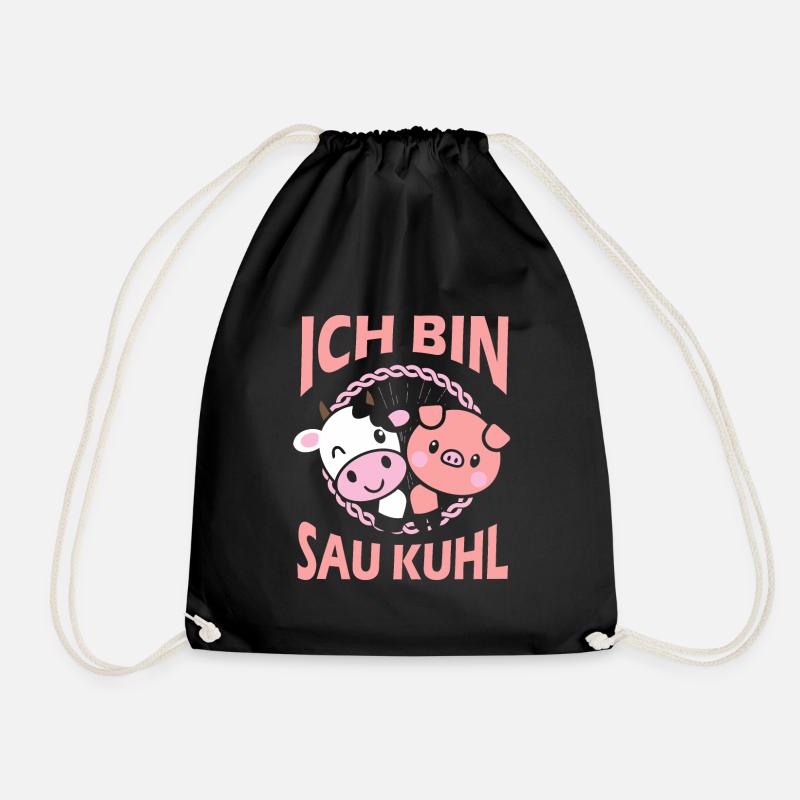 I'm Pig Cow | Farm Farmer - Drawstring Bag - black
