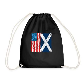 Schottland USA Flagge Highlander Tartan Kilt - Turnbeutel - Schwarz - Vorne