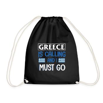 Greece Greek Flag Gift Funny - Drawstring Bag - black - Front