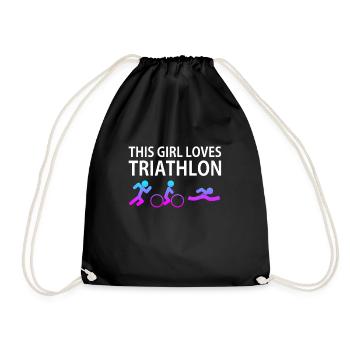 Triathlon Triathlet Lustig Geschenk Geschenkidee - Turnbeutel - Schwarz - Vorne