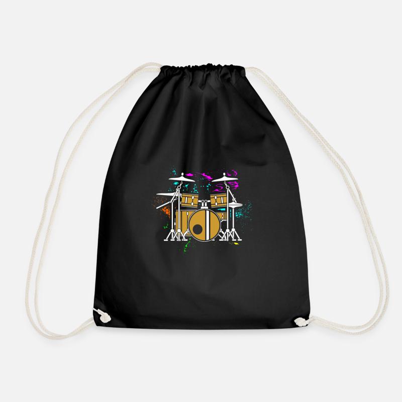 Drummer drummer drummer gift - Drawstring Bag - black