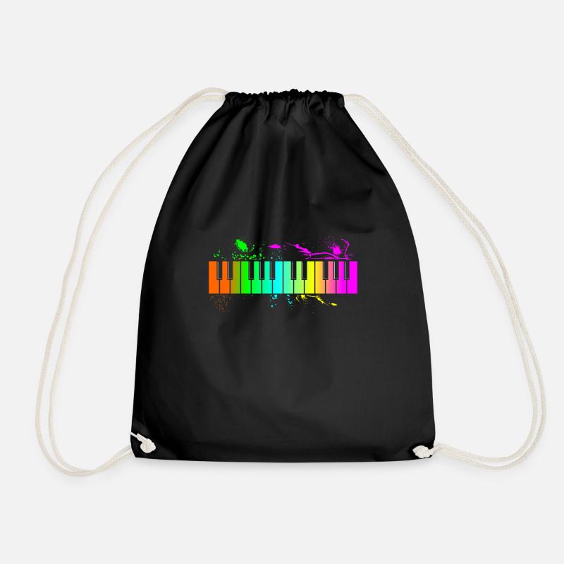 piano - Drawstring Bag - black