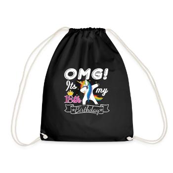 18th birthday - Drawstring Bag - black - Front