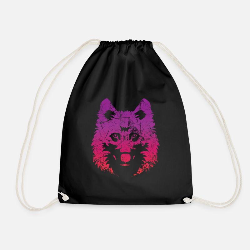 wolf - Drawstring Bag - black