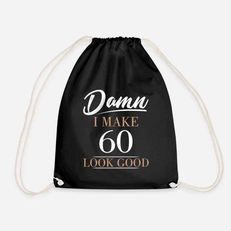 60th birthday - Drawstring Bag - black
