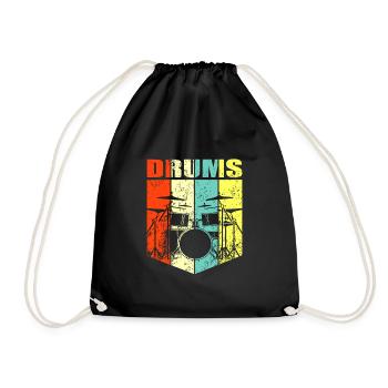 Schlagzeug Schlagzeuger Drummer Geschenk - Turnbeutel - Schwarz - Vorne