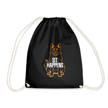 German shepherd dog - Drawstring Bag - black - Front