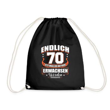 70. Geburtstag - Turnbeutel - Schwarz - Vorne