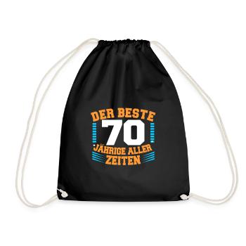 70. Geburtstag - Turnbeutel - Schwarz - Vorne