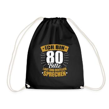 80. Geburtstag - Turnbeutel - Schwarz - Vorne