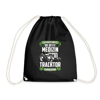 Farmer Bauer Landwirtschaft Geschenk Tracktor - Turnbeutel - Schwarz - Vorne