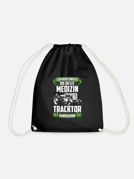 Farmer Bauer Landwirtschaft Geschenk Tracktor - Turnbeutel - Schwarz