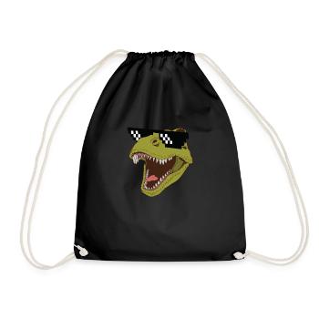 Dinosaurier Dino Dinos T-Rex Geschenk Geschenkidee - Turnbeutel - Schwarz - Vorne