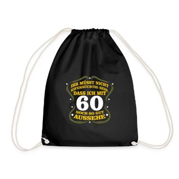 60. Geburtstag - Turnbeutel - Schwarz - Vorne