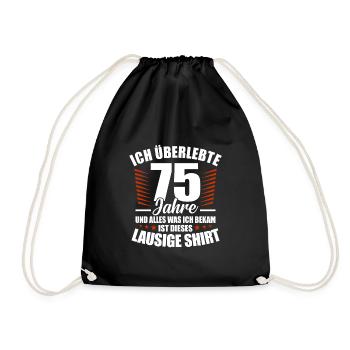 75. Geburtstag - Turnbeutel - Schwarz - Vorne