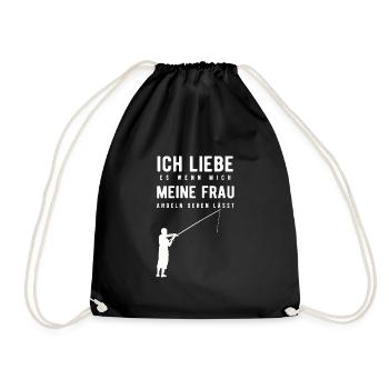 Fischer Fischen Angeln Geschenk Geschenkidee Lusti - Turnbeutel - Schwarz - Vorne