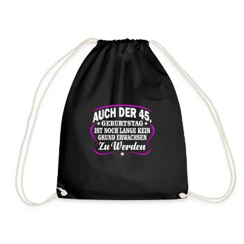 45. Geburtstag - Turnbeutel - Schwarz - Vorne