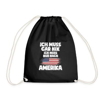 USA Amerika Amerikaner Geschenk Geschenkidee - Turnbeutel - Schwarz - Vorne