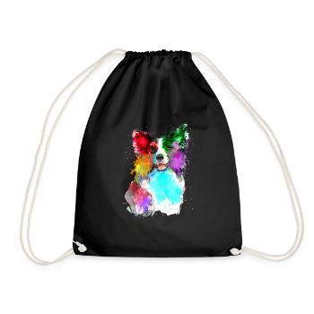 Border Collie - Drawstring Bag - black - Front
