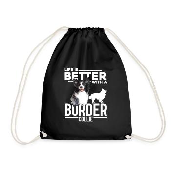 Border Collie - Turnbeutel - Schwarz - Vorne