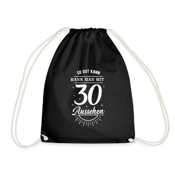 30. Geburtstag - Turnbeutel - Schwarz - Vorne