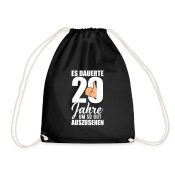 20. Geburtstag - Turnbeutel - Schwarz - Vorne