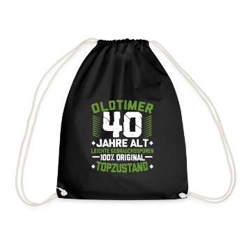 40. Geburtstag - Turnbeutel - Schwarz - Vorne